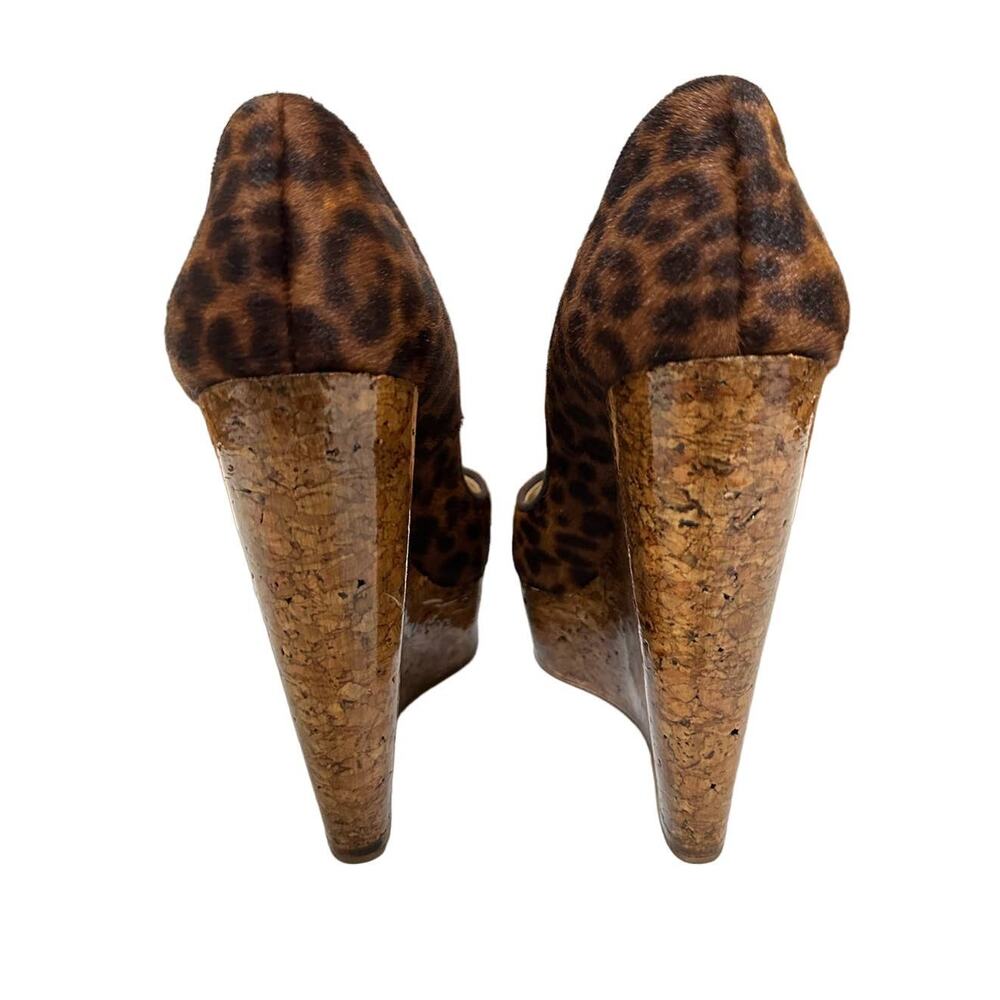 Christian Louboutin coroclic peep toe pony hair animal print wedges size 38 - Picture 5 of 8